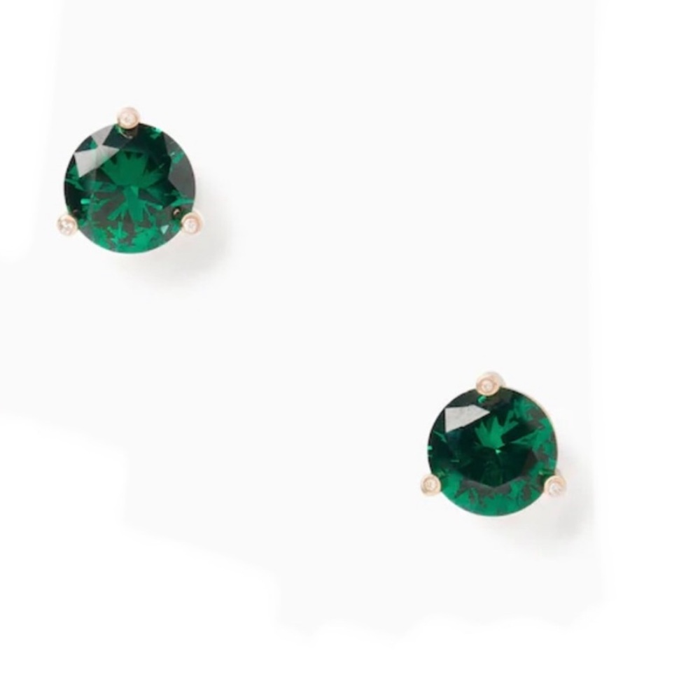 ๐ โ ๏ธ Kate Spade Rise and Shine Emerald & Gold Round Stud Earrings Classic - Picture 7 of 15